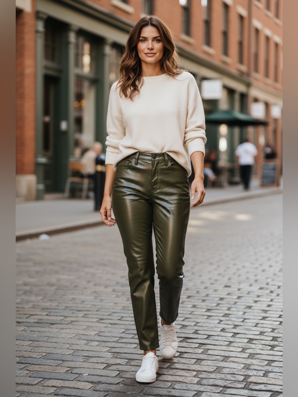 Pistola Glossy Olive Faux Leather Pants Size 27